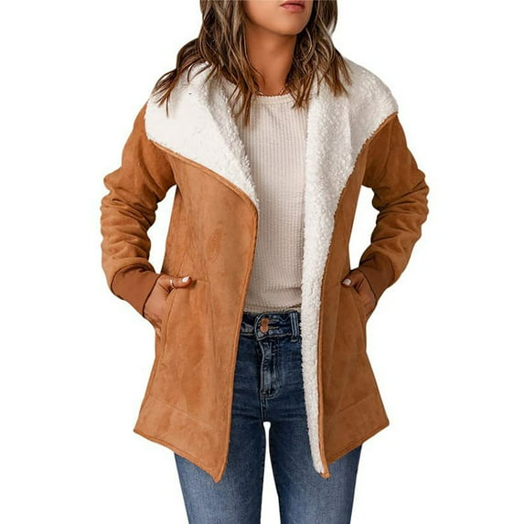 RYDCOT Womens Coats Winter Clearance Sherpa Jackets for Women Casual Warm Faux faux fur Lined Coat Fuzzy Fleece Open Front Cardigan Outwear Sale