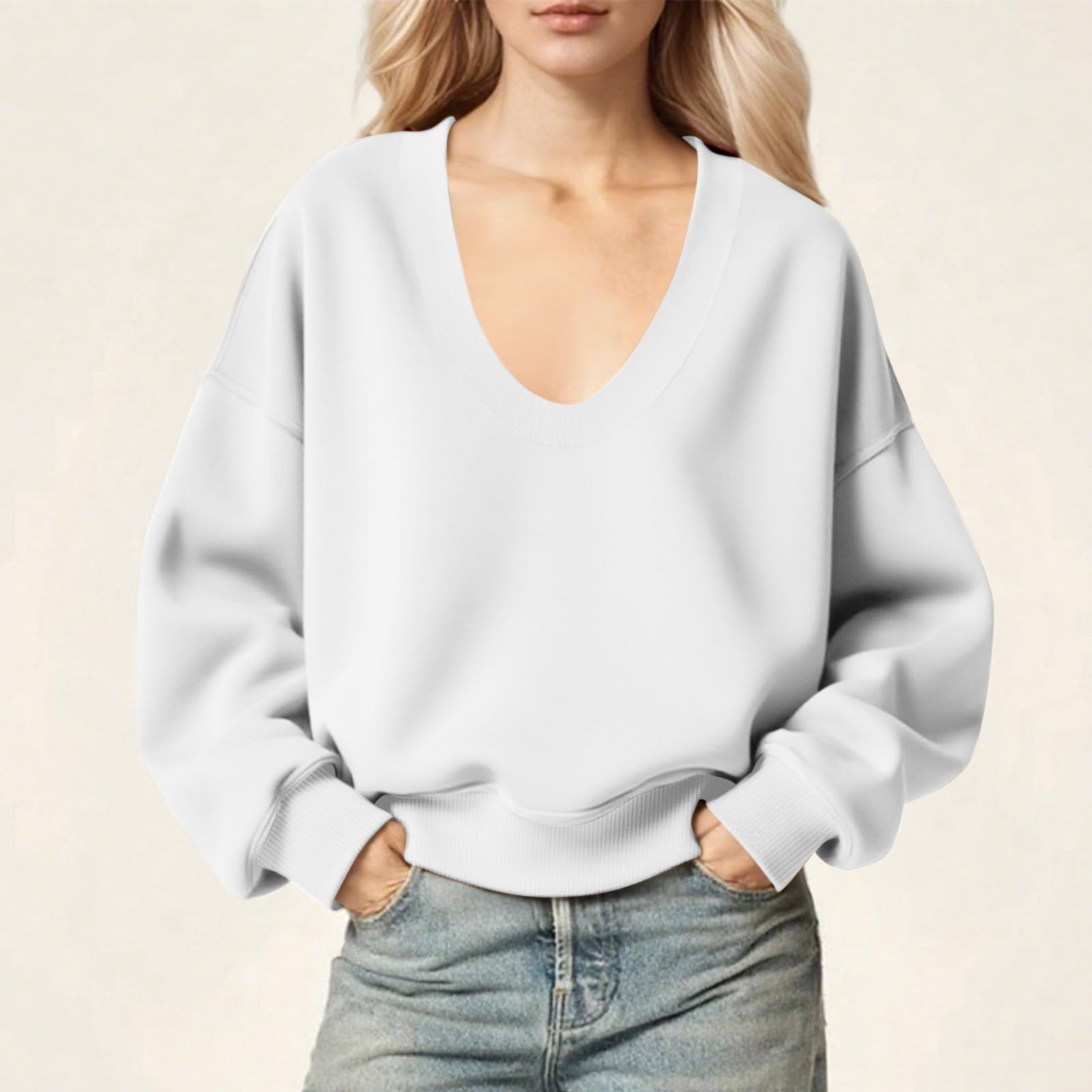 Casual Loose Plaid Round Neck Long Sleeve Soft Woolen Sweater - CurveDream-985702