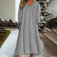 thumbnail image 1 of RYDCOT Womens Dresses formal Fashion Women Casual Loose Round Neck Hooded Long Sleeve Comfy Pockets Dresses Clearance, 1 of 1