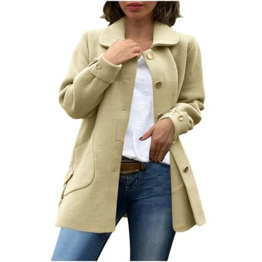 RYDCOT Womens Fall Winter Wool Blend Coats Single Breasted Midi Peacoat Trench Coats with Pockets Peacoat Blazer Jacket Overcoat Jackets on Clearance