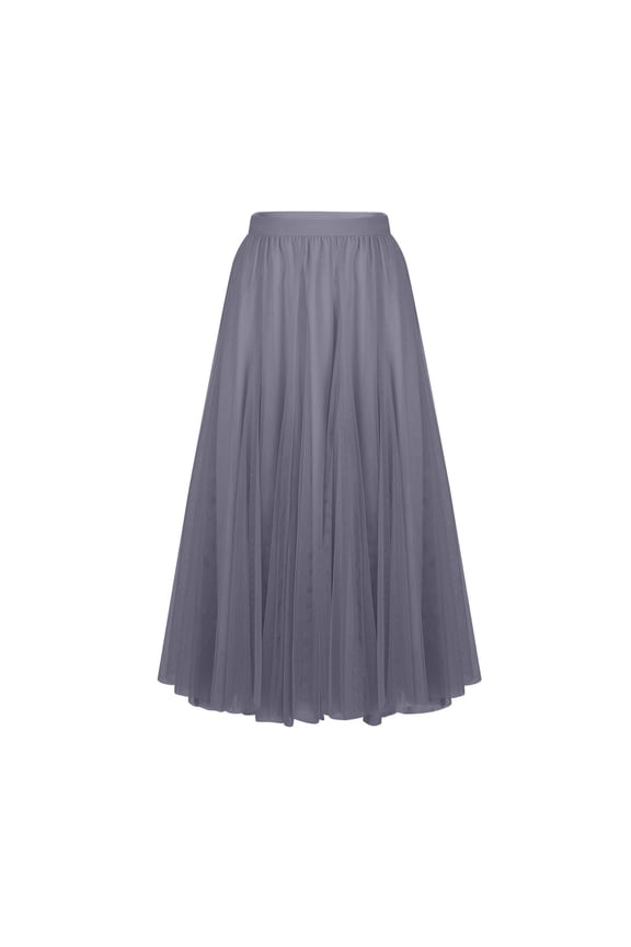 RYDCOT Womens Maxi Long A Line Skirt Casual Solid Color Elastic High Waist Flowy Gauze Ankle Skirts Dark Gray