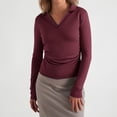 thumbnail image 1 of RYDCOT Womens Polo Shirts Long Sleeve Business Casual Tops Collared V Neck Slim Fit Blouses Basic Top 2025 Fashion Women's Clothing Clearance, 1 of 7