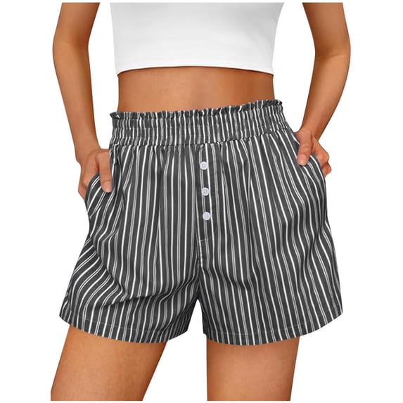 RYDCOT Womens Shorts Ruffle Pajama Spring Summer Lounge Sleep Striped Casual Beach Pajama Bottoms with Pockets Black