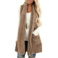 thumbnail image 1 of RYDCOT Womens Sleeveless Sherpa Vest with Pockets Women's Outerwear Vests Lapel Open Front Fleece Cardigan Sweater Fluffly Fuzzy Jacket Coat Sale or Clearance, 1 of 8