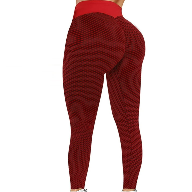 RYDCOT Womens Stretch Yoga Leggings Fitness Running Gym Sports Full Length  Active Pants Red XL