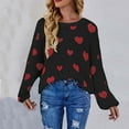 thumbnail image 1 of RYDCOT Womens Sweaters Clearance Cozy Sweaters for Women Fuzzy Heart Print Long Sleeve Round Neck Slouchy Sweaters for Women Sale, 1 of 4