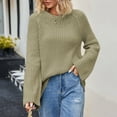 thumbnail image 1 of RYDCOT Womens Sweaters Dressy Casual Women Solid Round Neck Fashion Knitwear Loose Pullover Sweater Clearance, 1 of 5
