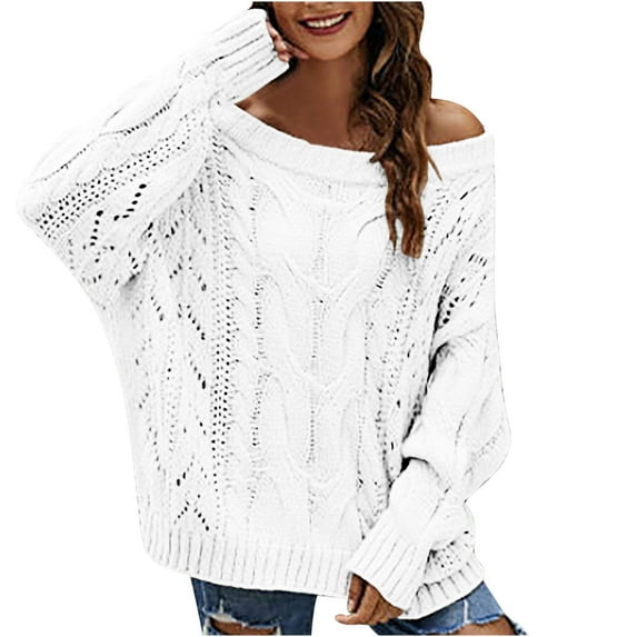 RYDCOT Womens Sweaters Pullover Ladies Fashion Loose Long Lleeve Sweater Pullover on Clearance