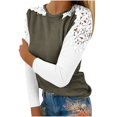thumbnail image 1 of RYDCOT Womens Tops Fall Casual Round-Neck Lace Hollow Out Long Sleeve Pullover Slimming Blouse T-Shirt Tops Ladies Tops and Blouses Loose Fit Clearance, 1 of 6