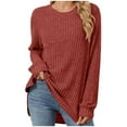 thumbnail image 1 of RYDCOT Womens Tunic Sweaters Dressy Casual 2024 Fall Long Sleeve Shirts Crewneck Pullover Tops Side Split Knit Tops Women Clothing Clearance, 1 of 8