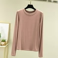 thumbnail image 1 of RYDCOT Womens Tunic Tops Women's Fashion Casual Round Neck Internal Construction Solid Color Shirt Long Sleeve Top on Clearance, 1 of 5