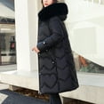 thumbnail image 1 of RYDCOT Womens Winter Coats Long with Hood Trendy Clearance Fashion Thick Long-Sleeved Hooded Jacket In Cotton-Padded Jacket Parkas on Clearance, 1 of 4