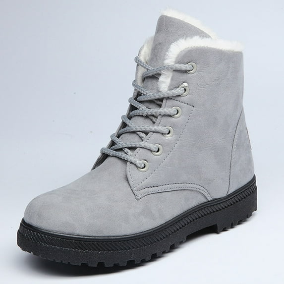HWRETIE Women's Winter Snow Boots Casual Warm Flat Ankle Boots Soft Cotton Shoes,Cozy Plush Lining Anti-Slip Sole Comfortable Outdoor Winter Fashion Boots