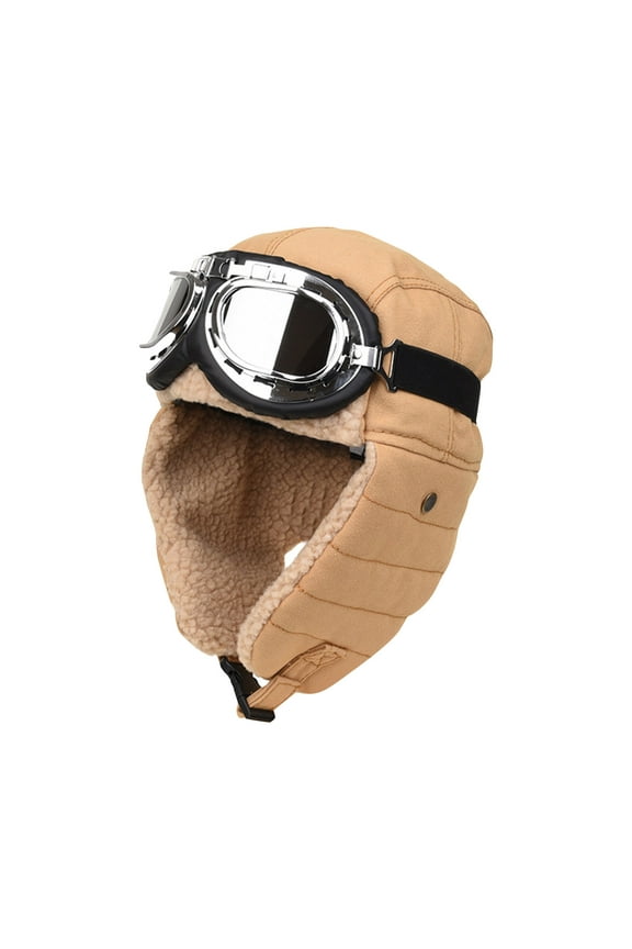 Wool Blend Pilot Aviator Trapper Hat Trooper with Fleece Linning,Ear Flaps and Glasses Canvas Hat Eskimo Russian Warm Winter Cold for Men Women