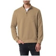 thumbnail image 1 of RYDCOT Zipper Stand Collar Jacket Sweatshirt Solid Color Basic Daily Mens Lightweight Stand up Collar Coats with Pocket Khaki, 1 of 7