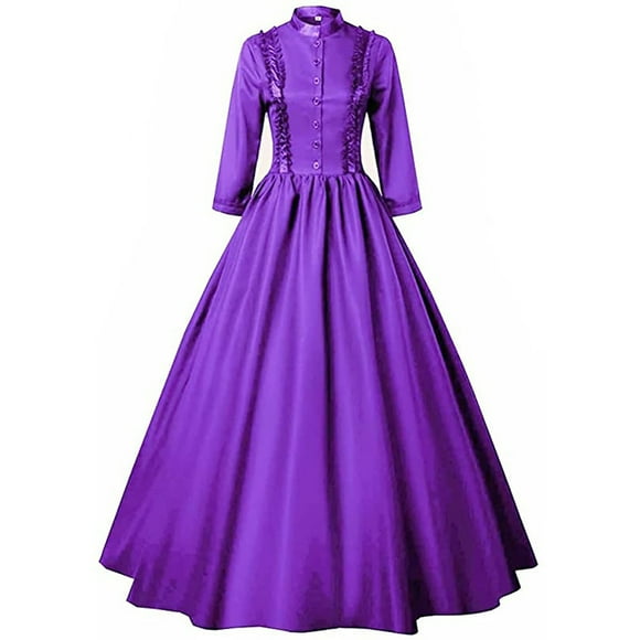 RYDCOT formal Victorian Dresses for Women Ball Gown Long Sleeve Turndown Collar Steampunk Medieval Renaissance Costumes Evening Party Maxi Dresses Sale or Clearance