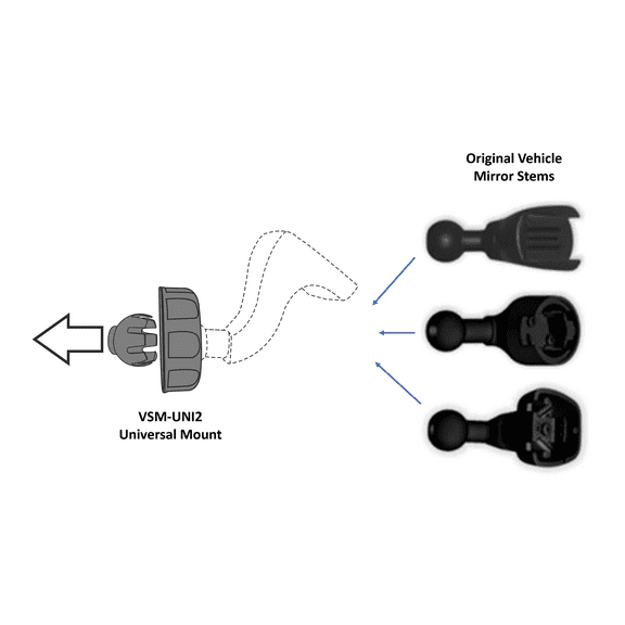 RYDEEN VSM-UNI2  Universal Mount (2 Sizes) with Headliner Adaptor (L-Shape Mount Stem)