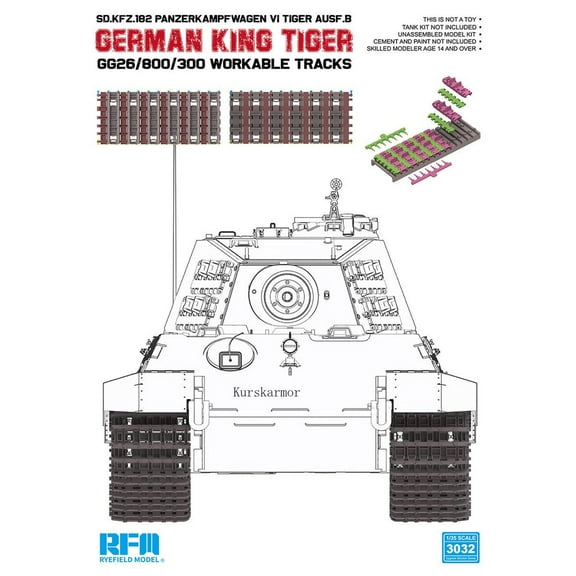 RYEFIELD MODEL RFM RM-3032 1/35 King Tiger GG26/800300 Workable Track Assemble Plastic Model Kit