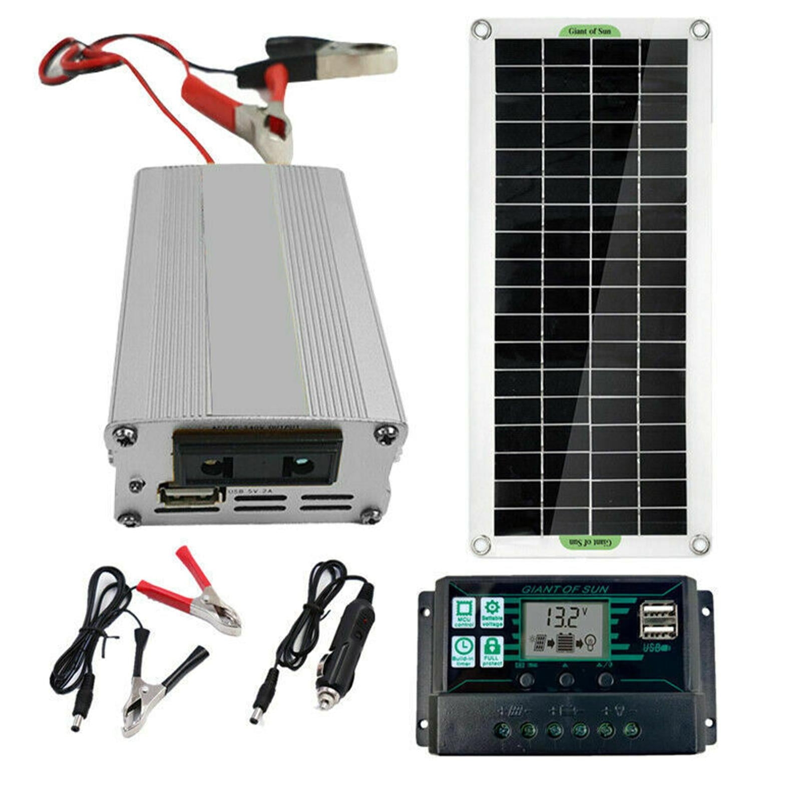 RYGRZJ 200W Solar Panel Kit 12V to 220V Battery Charger RV Travel Trailer Camper Van US O3F6