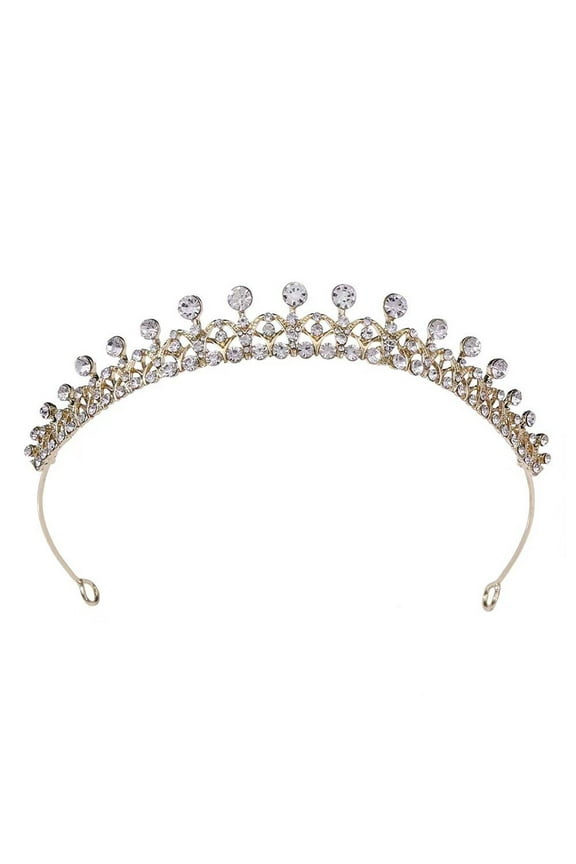 Kc Gold European And American Simple Bridal Small Crown Headband Diamond Hair Accessories Alloy Rhinestone Princess Birthday Crown Wedding Headdress