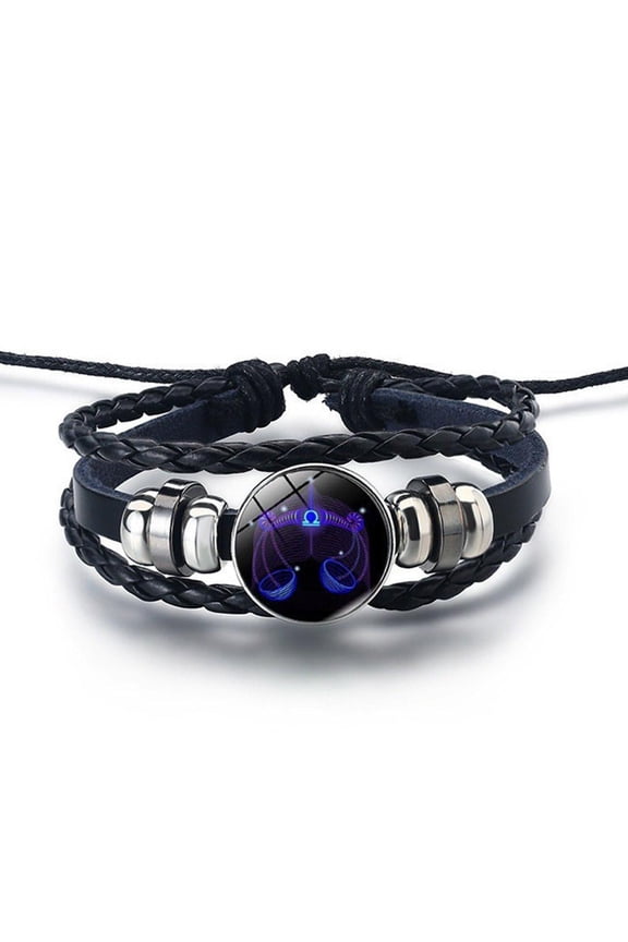 Libra Men And Women Bracelets Twelve Constellations Leather Rope Bracelets Student Trendy Couple Jewelry Jewelry Female Korean Version Fashion Men