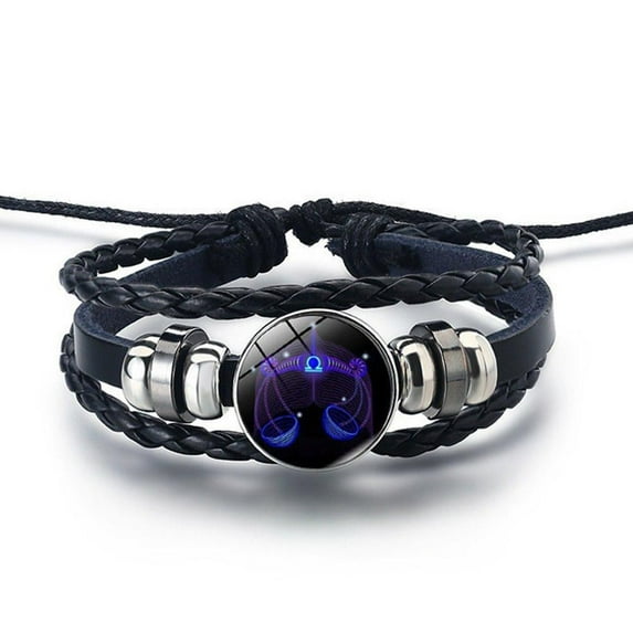 RYGRZJ Libra Men And Women Bracelets Twelve Constellations Leather Rope Bracelets Student Trendy Couple Jewelry Jewelry Female Korean Version Fashion Men
