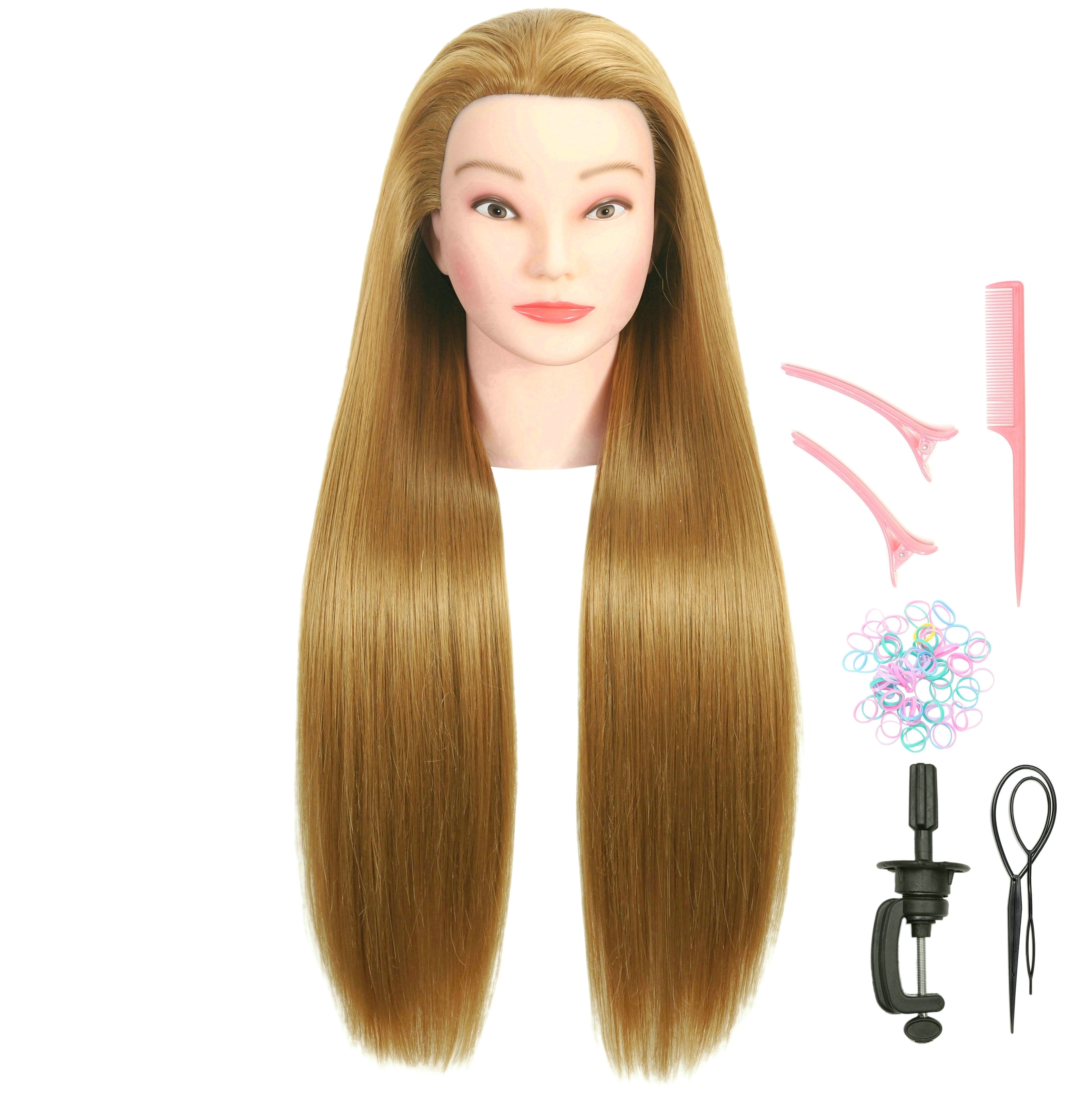 RYHAIR 30 inches Long 80% Human Hair Mannequin Head for Practice Braiding Styling Cosmetology Barber Training Display with Stand