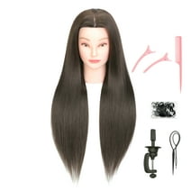 RYHAIR 30 Inch Long Dark Brown 20% Real Human Hair Mannequin Head with Stand for Hairdresser Practice Braiding Styling Cosmetology Manikin Manican Doll Training Head