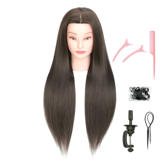 RYHAIR 30 inches Long 80% Human Hair Mannequin Head for Practice Braiding Styling Updos Cosmetology Barber Training Display with Stand