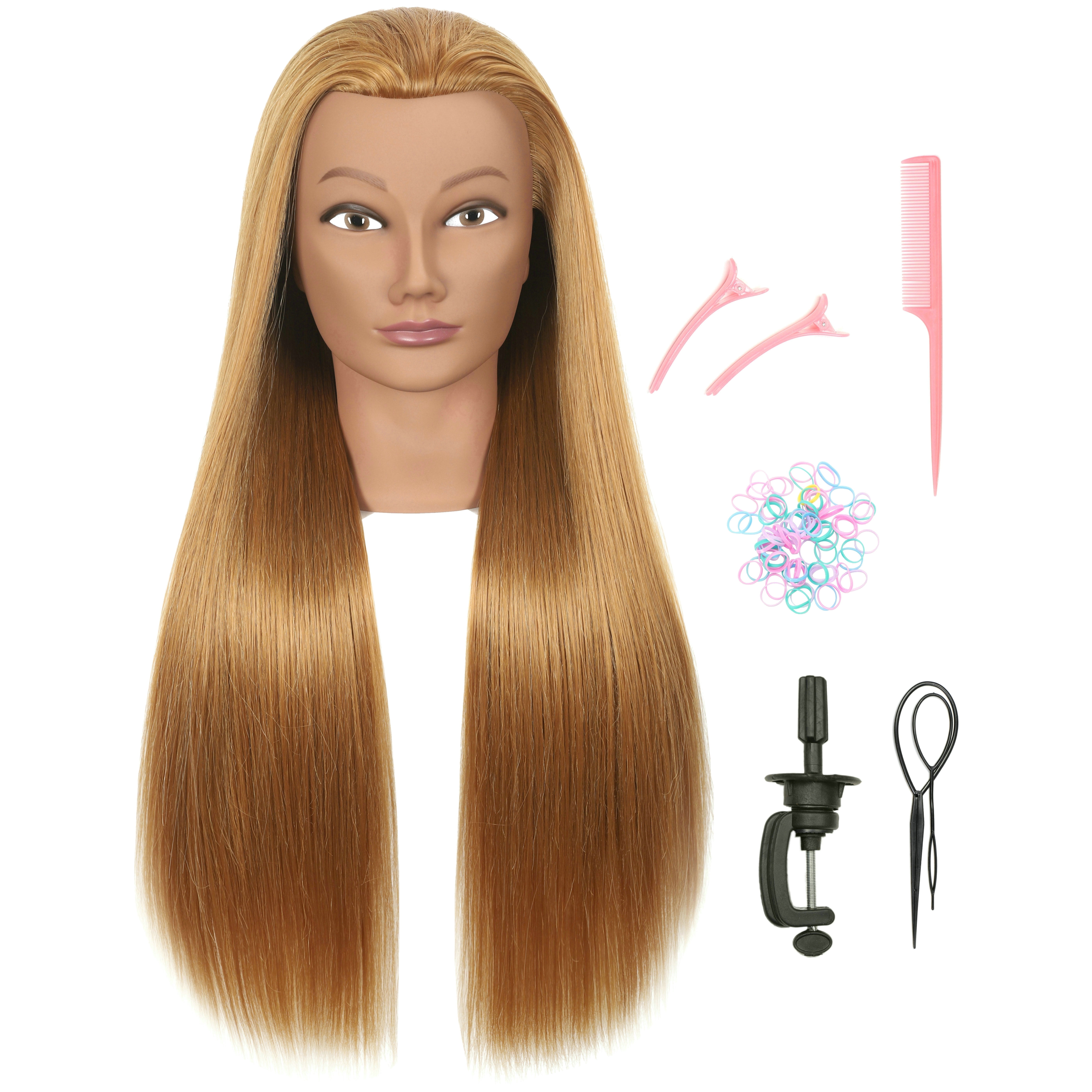 RYHAIR 30 inches Long 80% Human Hair Mannequin Head for Practice Braiding Styling Cosmetology Barber Training Display with Stand