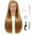 thumbnail image 1 of RYHAIR 30 inches Long 80% Human Hair Mannequin Head for Practice Braiding Styling Updos Cosmetology Barber Training Display with Stand, 1 of 4