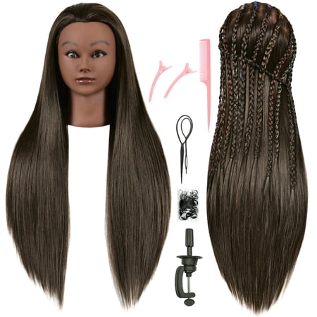 RYHAIR 30 inches Long 80% Human Hair Mannequin Head for Practice Braiding Styling Updos Cosmetology Barber Training Display with Stand