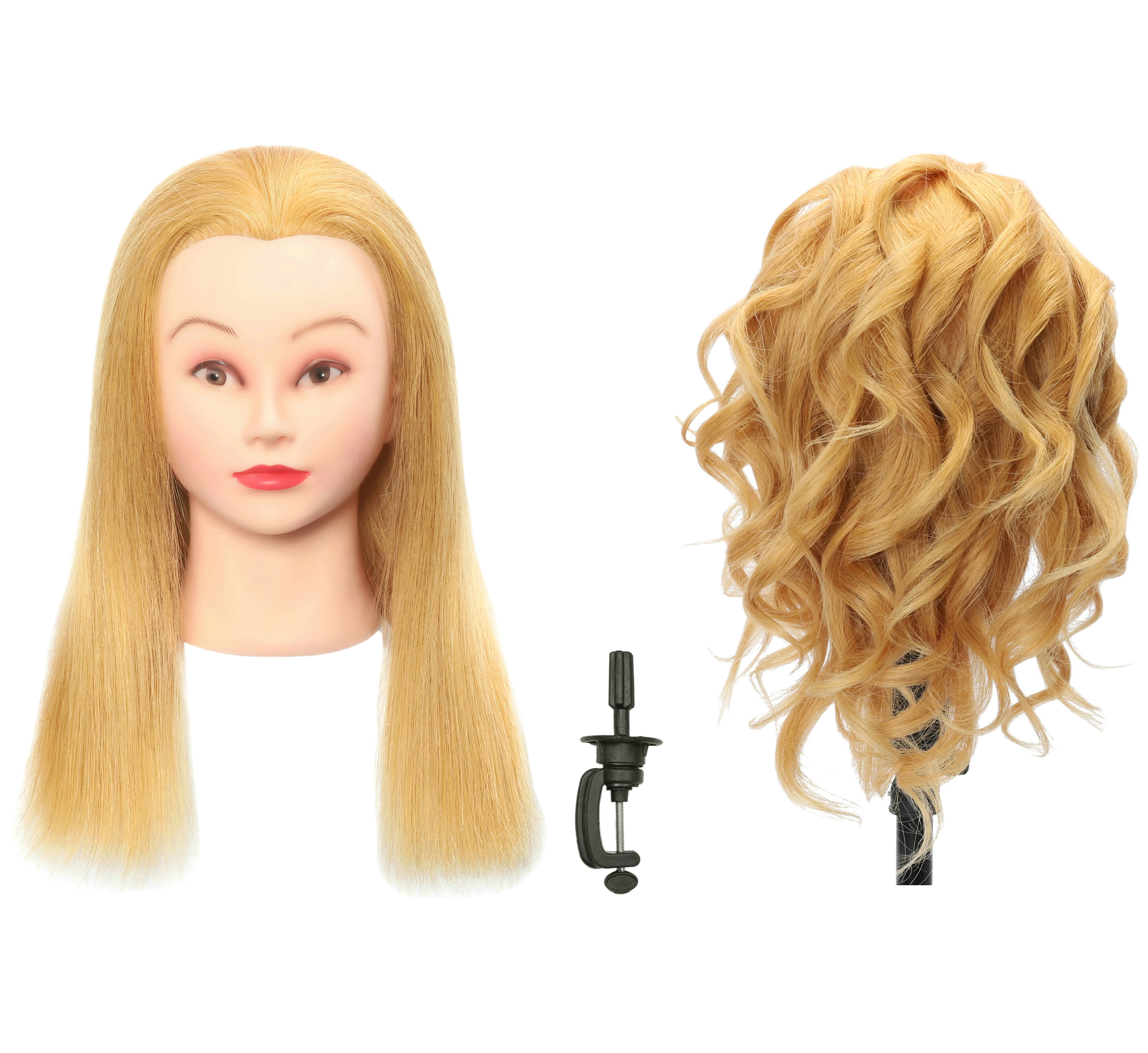 RYHAIR Blonde 100 Human Hair Mannequin Head with Table Clamp Stand for