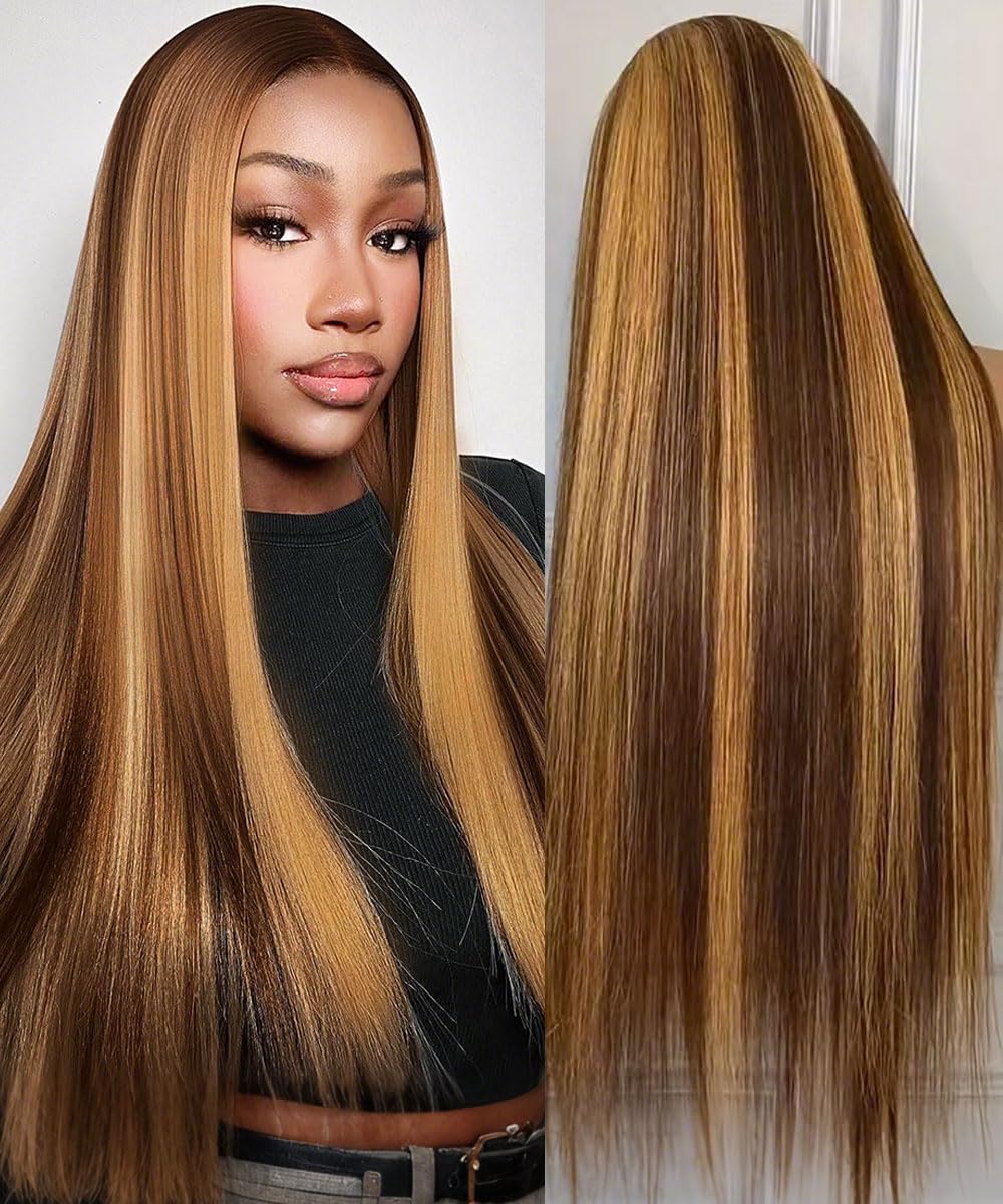 RYHAIR Long Wig 30 INCHES 50% Real Human Hair 50% Heat Resistant Synthetic Hair Curly Wave Body 13x4 HD Lace Front Wig for Women Diverse Styles Versatile Styling