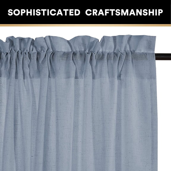 RYJUYJ-Linen Curtains 108 Inches Long Curtains for Living Room 2 Panels Set,Extra Long Farmhouse Curtains for Bedroom Burlap Look Farmhouse Country Decor(Stone Blue, 52" W x 108" L)