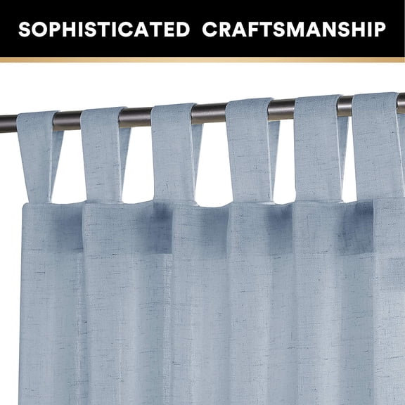 RYJUYJ-Linen Curtains 84 Inch Length for Bedroom Living Room Linen Textured Bedroom Curtains Window Treatments Panels Burlap Look Farmhouse Decor, 2 Panels - Stone Blue