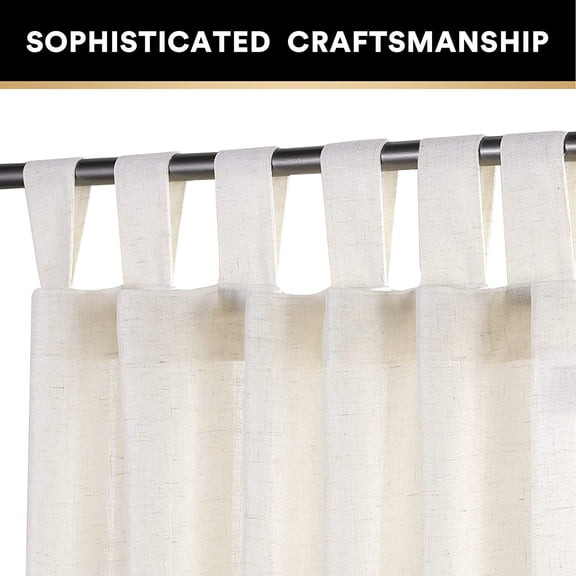 RYJUYJ-Linen Curtains 84 Inches Long Natural Linen Blended Curtains Tab Top Panels Light Filtering Window Treatments Panels for Bedroom Burlap Look Home Fashion, 2 Panels - Ivory