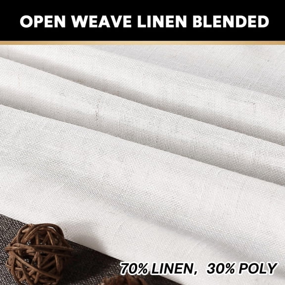 RYJUYJ-Natural Linen Blended Curtains Window Treatments Panels for Living Room Grommet Top Light Filtering Drapes Privacy Added Linen Textured Curtains, 2 Panels (Off White, 52" W x 84" L)
