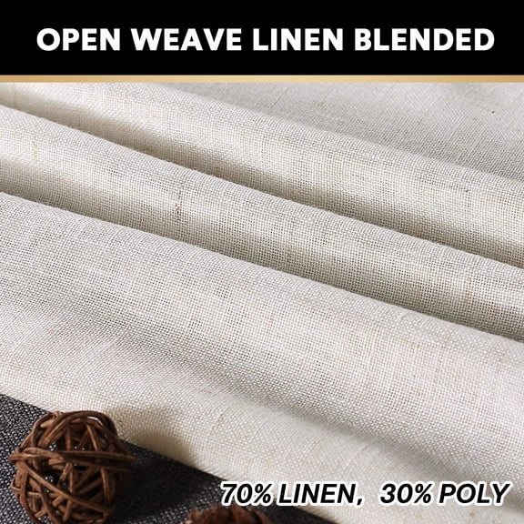 RYJUYJ-Rod Pocket 63 inches Long Light Filtering Drapes for Bedroom/Kids Room Modern Farmhouse Coastal Decor Thick Linen Burlap Vertical Drapes, Natural, 2 Panels