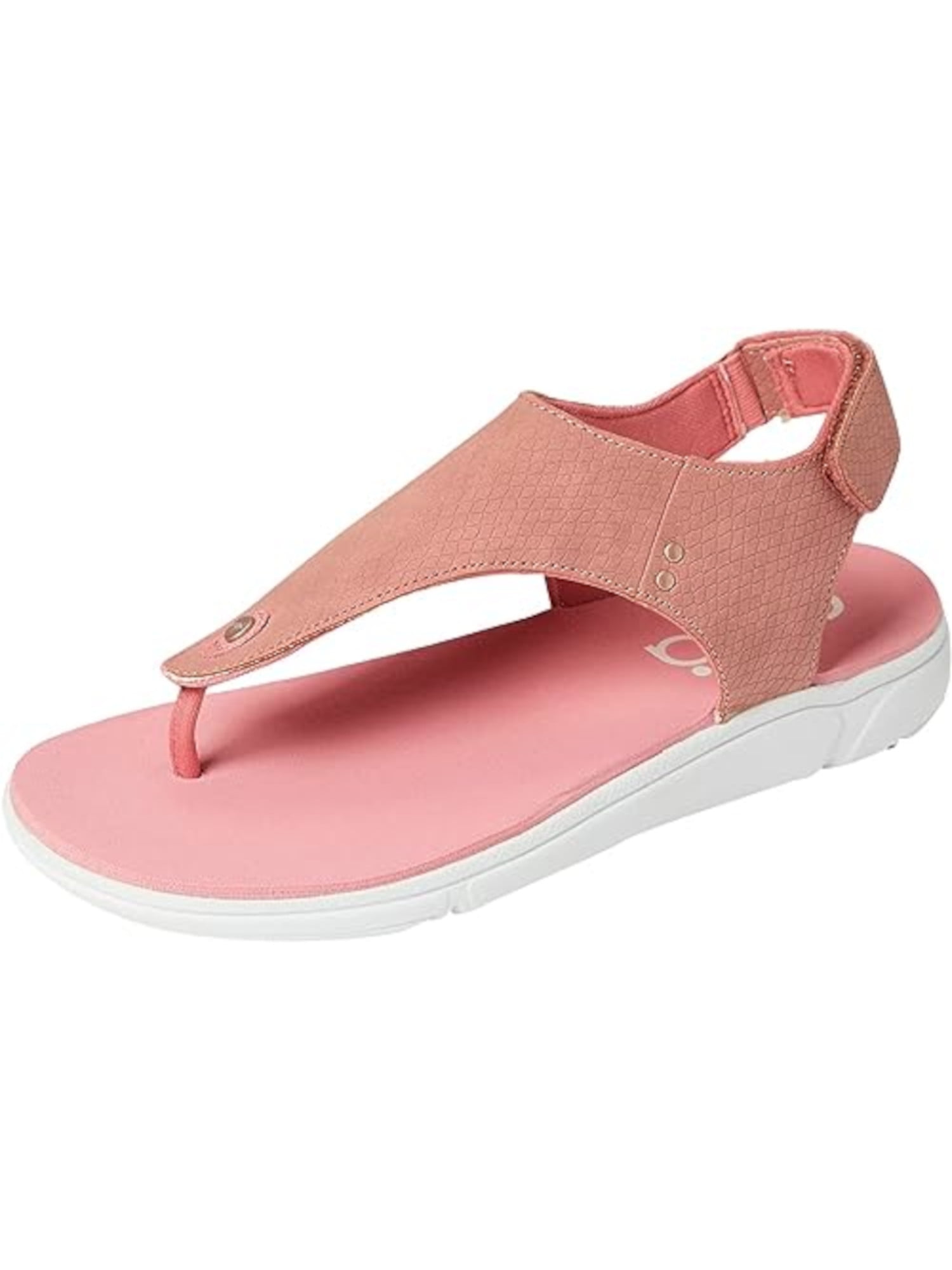RYKA Womens Pink Snake Comfort Margo Round Toe Wedge Thong Sandals