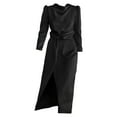 thumbnail image 1 of RYKJLWY Boho Dresses for Women 2024 Women's High End Satin Dress With Elegant Temperament Bridesmaid Attire Autumn And Winter Split Ends Pastel Dress for Women (Black,M), 1 of 9