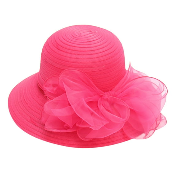 RYKJLWY Church Hats for Women Women Church Derby Dress Fascinator Bridal Cap British Tea Party Wedding Hat Church Hats(Hot Pink,One Size)