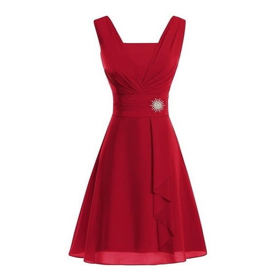 RYKJLWY Dress Women formal Wedding Bridesmaid High-Waist Party Ball Prom Gown Cocktail Dress Casual Dress Bohemian Dresses for Women 2024 Summer Dresses(Red,XXXXL)