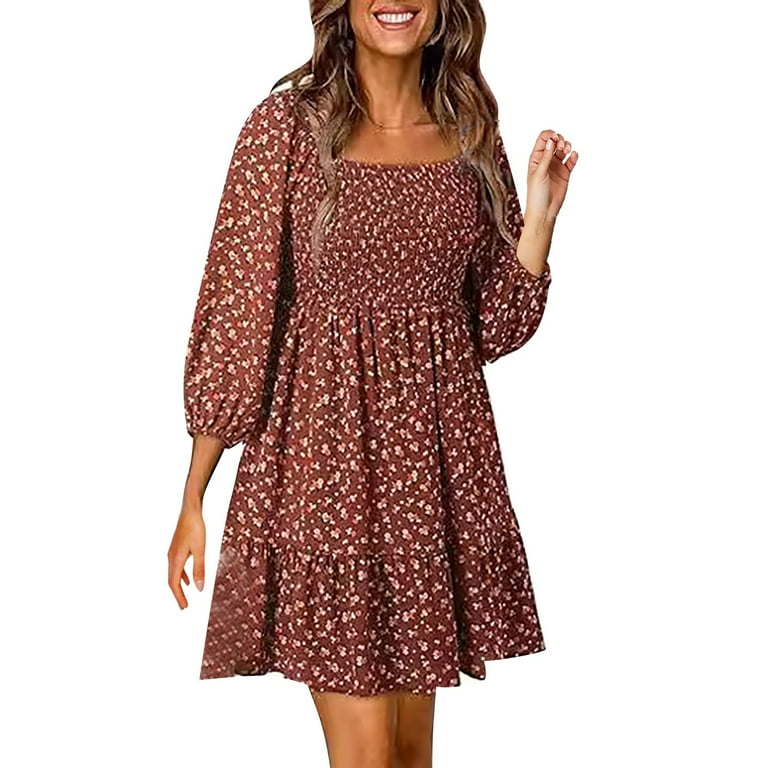 Casual Print Basic Square Collar A Line Plus Size Dresses Casual Print Basic Square Collar A Line Plus Size Dresses