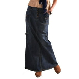 Long blue jean skirts queen size sale