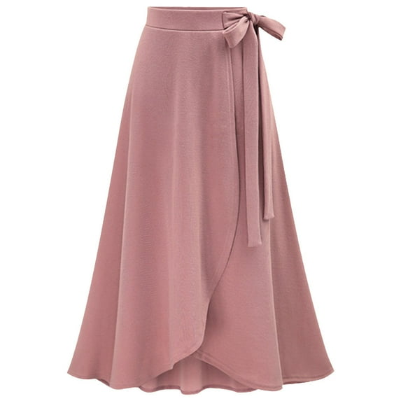 RYKJLWY Long Skirts for Women Summer Fashion High Waist Skirt Female Irregular Split Bandage Skirt Long Skirt Faldas Largas De Mujer Para Iglesia (Pink,Xxxxxl)
