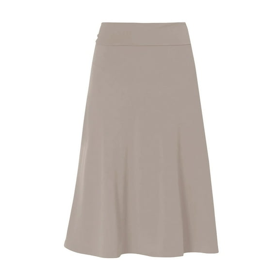 RYKJLWY Long Skirts for Women Women's Summer Casual High Waisted Soft A Line Skirt With Solid Color Knee Length Skirt Plus Size Maxi Skirt (Beige,M)