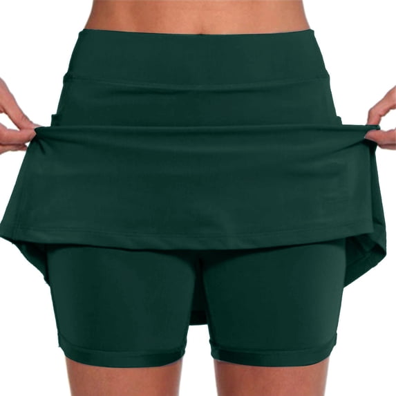 RYKJLWY Skorts Skirts for Women Women's Pocket Pants Solid Mid Waist Culottes Short Skirts Skinny Pants Golf Skorts Athletic High Waisted With Pockets (Army Green,XL)