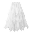 thumbnail image 1 of RYKJLWY Summer Skirts for Women 2024 Women Spring Solid Color A-Line Elastic High Waist Long Mesh Skirt Gauze Skirt Plus Size Maxi Skirt (White,L), 1 of 3