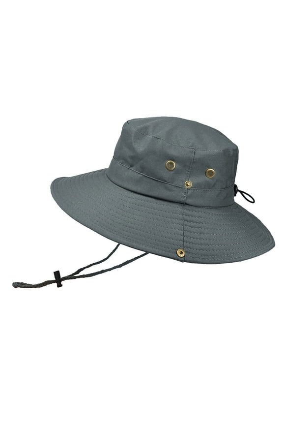 Sun Hat Men Summer Outdoor Sun Hat Protection Bucket Boonie Cap Solid Adjustable Fishing Hat Wide Brim Hats for Men（Grey,One Size）